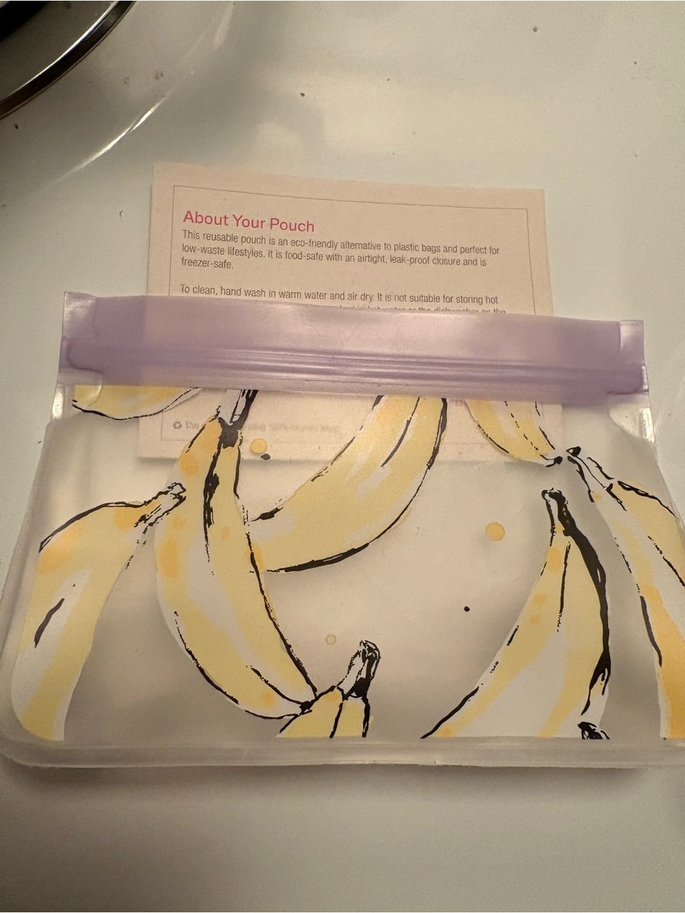 Thirty One  small reusable food bag, 4.5” x 6”, NWT. Banana pattern